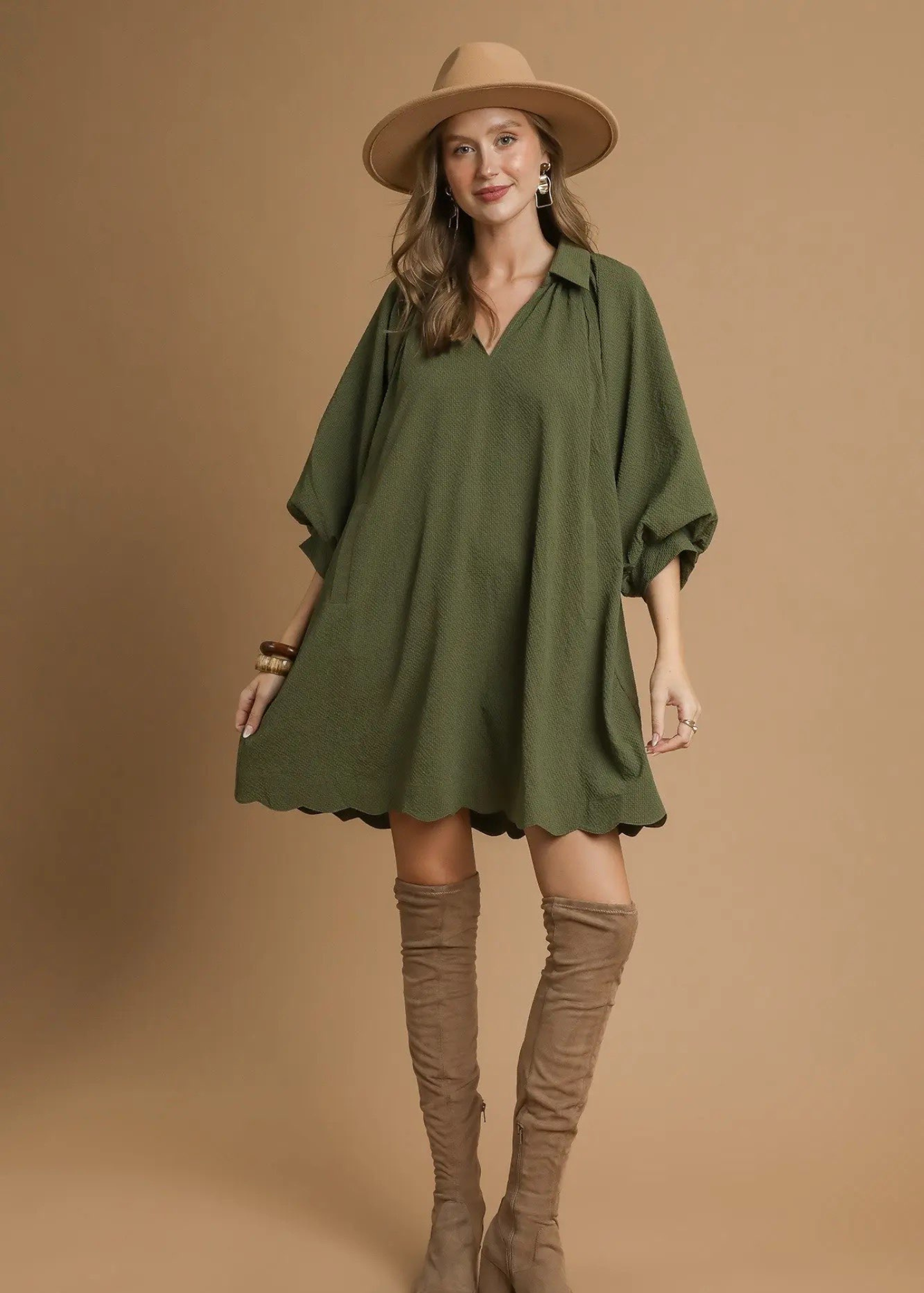 Lydia Scallop Hem Tunic Dress