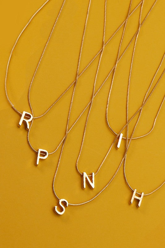 Delicate Snake Chain Initial Pendant Necklace