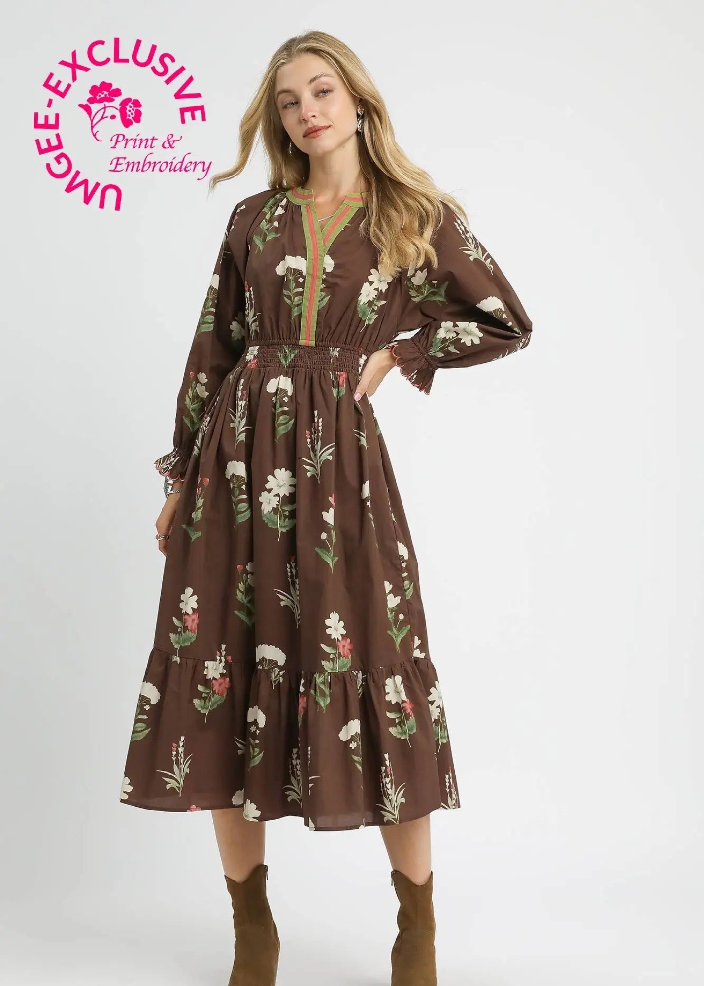 Fiona Floral Print Midi Dress